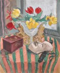 Theodor Pallady, Natură statică cu pumnal japonez și mască kabuki, 1930-1935, ulei pe carton
