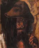 Fumătorul (Studiu pentru "Stănică") by Octav Băncilă, cca. 1914, ulei pe pânză, sold Dec 2021