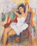Balerină by Ion Musceleanu, 1995, ulei pe pânză lipită pe carton, sold Dec 2021