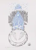 Ștefan Câlția, Casa albastră, 2021, serigrafie