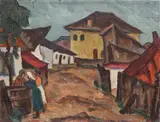 Ștefan Dimitrescu, De vorbă (Sinagoga veche din Iași), ulei pe pânză