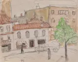 Theodor Pallady, Stradă în Paris, acuarelă și creion pe hârtie