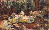 Rățuște by Rudolf Schweitzer–Cumpăna, ulei pe carton, sold Dec 2021