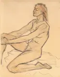 Theodor Pallady, Modelul artistului, acuarelă și cărbune pe hârtie lipită pe carton