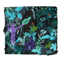 Out of the Woods (III) by Ionuț Barău, pânză, culori acrilice, markere cu acril, vopsea industrială, saci de gunoi, sold Nov 2021