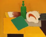 Scoică și sticlă verde by Ion Pacea, ulei pe pânză, sold Nov 2021