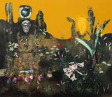 Andrei Ciurdărescu, Chaotic Garden, 2019, acrilic, ulei și monoprint pe pânză