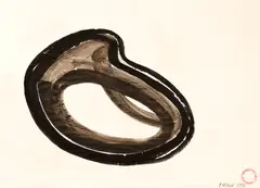 Reversible Hyphen by Paul Neagu, 1997, tuș pe hârtie, sold Nov 2021