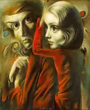 Eugen Bratfanof, Doi, 1993, ulei pe pânză lipită pe lemn