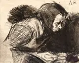Corneliu Baba, Studiu pentru "Odihnă la câmp", 1971, cărbune pe hârtie lipită pe carton