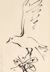 Eagle by Mircea Cantor, 2018, tuș pe hârtie, sold Nov 2021