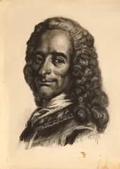 Voltaire by Corneliu Baba, 1954, cărbune pe hârtie, sold Nov 2021