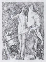 Ciprian Mureşan, Study (after El Greco), creion pe hârtie