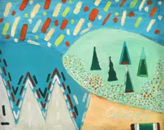Andrei Cădere, Pădure, 1960, ulei pe carton