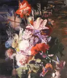 Mircea Maurice Novac, Flori (Based on Jan van Huysum), 2018, ulei pe pânză