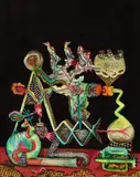 Raid, Art meets Science, acrilic, tuș și cariocă pe pânză lipită pe carton