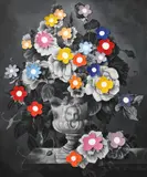 Beaver, Flowers for Agamemnon, 2021, acrilic și colaj pe pânză