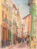 Iosif Iser, Străzi pariziene (Montmartre), 1925-1930, guașă vernisată pe hârtie