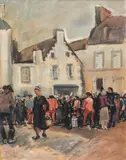 Iosif Iser, Târg în Douarnenez, 1930-1934, guașă pe hârtie