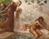 Suzana la baie by Nicolae Vermont, 1919, ulei pe pânză, offered Oct 2021