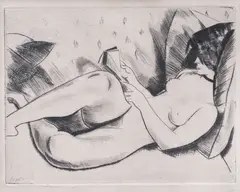 Iosif Iser, Nud citind, 1930, gravură cu acul