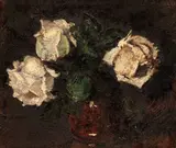 Trandafiri albi by Octav Băncilă, ulei pe pânză, sold Oct 2021