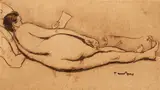 Nicolae Tonitza, Nud cu spatele, cca. 1927, tuș și laviu pe hârtie