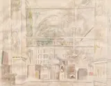 Mănăstirea Răchitoasa by Horia Bernea, 1988, acuarelă și creion pe hârtie, sold Oct 2021
