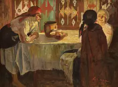 Nicolae Enea, Țărăncuțe în interior, 1927, ulei pe pânză