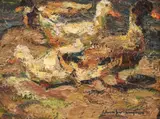 Rățuște by Rudolf Schweitzer–Cumpăna, ulei pe carton, offered Oct 2021