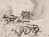 Iosif Iser, Atac, 1917-1918, tuș pe hârtie