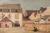 Stefan Popescu, Case din Bretania, ulei pe lemn