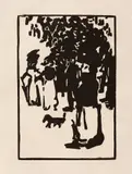Arthur Segal, Câinele și mulțimea, 1912, xilogravură