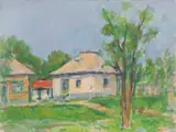 Pe uliță by Ion Musceleanu, 1979, ulei pe pânză lipită pe carton, sold Oct 2021