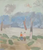 La plimbare by Ion Popescu Negreni, ulei pe pânză lipită pe carton, sold Oct 2021