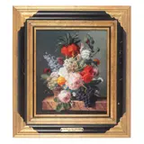 Manufactura Plaue, "Fleurs et fruits", panou decorativ din porțelan, după lucrarea lui Jan Frans van Dael din sec. XIX, aflată la Musée des Beaux-Arts din Rouen, porțelan pictat