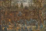 Mikhail Gelman, Scenă rusă, 1981, ulei pe placaj