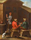 Manieră David Teniers cel Tânăr, Petrecere la han, ulei pe lemn