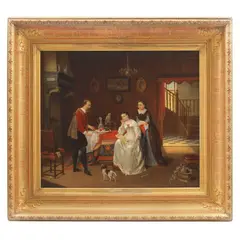 Scenă galantă by Alexis van Hamme, 1873, ulei pe lemn, offered Sep 2021