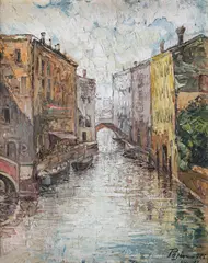 Veneția by Petre (Pejin) Jinga, 1925, ulei pe carton, sold Sep 2021