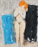 Vasile Grigore, Modelul pictorului, 1989, acuarelă și creion pe hârtie