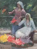 Grigore Manea, Florărese, ulei pe carton