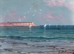 Marină by Ion Doboşariu, ulei pe carton, sold Sep 2021