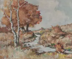 Peisaj de toamnă by Iacob Brujan, ulei pe pânză, sold Sep 2021