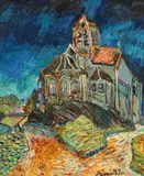 Ion Minoiu, Catedrala din Auvers (Omagiu lui Van Gogh), ulei pe pânză