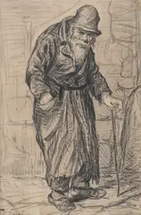 Constantin Jiquidi, Bătrân evreu, creion pe hârtie