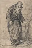 Constantin Jiquidi, Bătrân evreu, creion pe hârtie