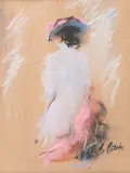 Bogdan Pietriș, Nud cu spatele, pastel pe hârtie lipită pe carton