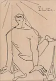 Veteranul by Constantin Piliuță, peniță pe hârtie, sold Sep 2021