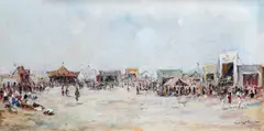 Târg by Constion, ulei pe carton, sold Sep 2021